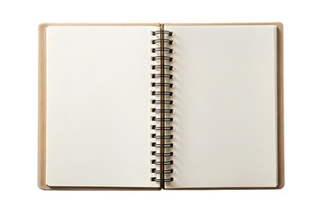 Open spiral notebook with blank pages isolated on a transparent background. - Powered by Adobe