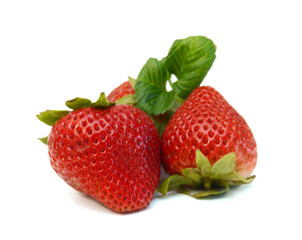 Stack strawberries on white background