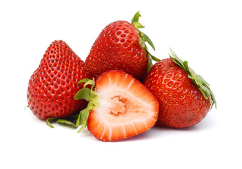 Stack strawberries on white background