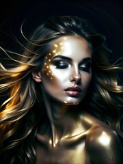 Fototapeta premium portrait of woman with creative makeup and hairstyle