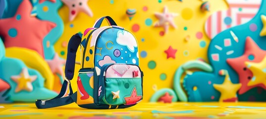 Colorful School Backpack with Fun Cartoon Design - Ideal for Kids' Back-to-School Supplies