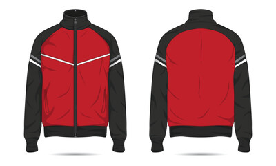 Mockup sport jacket, training jacket, tracksuit template. Vector illustration