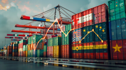 A graph charting upward trends in export figures