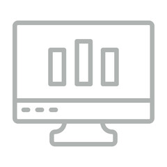 Bar Chart Vector Line Grey Icon Design