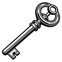 Black vintage key isolated icon. Vector illustration