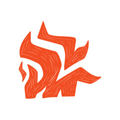 Hand drawn fire flames, isolated on white background. Vector illustration.