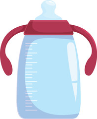 Baby bottle with handles allowing easy gripping for drinking milk formula or water