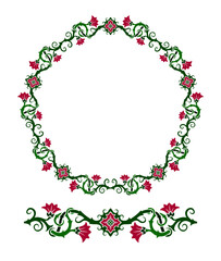 Beautiful floral wreath and seamless paint brush © Rikley Stock