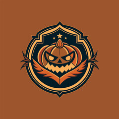 Vintage Halloween logo design template. Hipster design. Print for T-shirt. Vector illustration