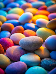 summer sea background with large round polished pebbles of different shades and shapes. High quality illustration