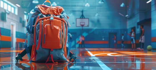 Durable School Backpacks in Gym Setting: Students Engaged in Sports Activities