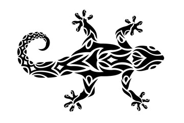 Tribal art for tattoo with gecko silhouette