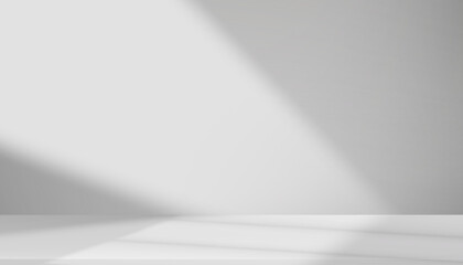Background Grey Wall Studio Room with Light,Shadow on Table Top,White Backdrop for Spring,Summer product presentation,Empty 3D Display Kitchen Room with Stand for Web Banner in Autumn,Fall Season