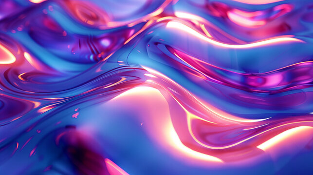 Une texture ondul&eacute;e en bleu et rose, avec des vagues fractales et un mouvement fluide, cr&eacute;e un design num&eacute;rique vibrant et color&eacute;.