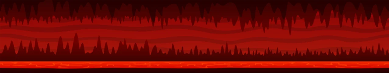 Fotobehang Bruin Unending red landscape with dark hell cave  © Rikley Stock