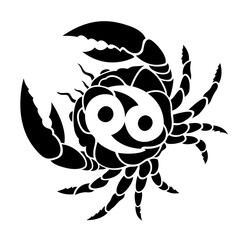 Black tattoo art with cancer and zodiac sign