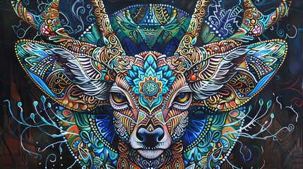 Art mandala with animals for relaxation