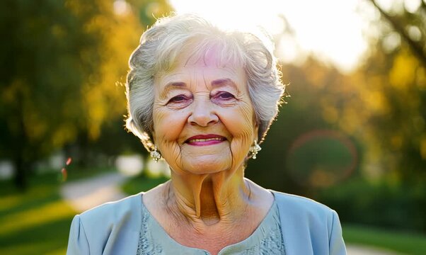 Portrait of smiling senior woman looking at camera while standing in park