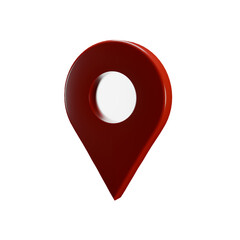Red 3D pin pointer for location marker on map. Gps pointer, marker. 3D render. Isolated on white background.
