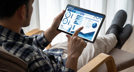 Business data dashboard provide business intelligence analytic for marketing strategy planning snugly with big data set to analyze customer demands and foreseeing business future