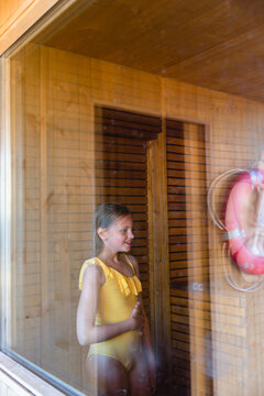 A girl in a sauna in Oslo