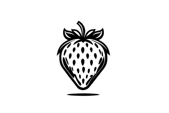 recommend clip art: Minimalist Strawberry Logo on White Background