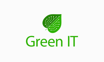 Green it or green information technology logo. Vector illustration.