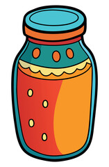 Colorful cartoon jar isolated icon. Vector illustration