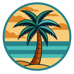 A palm tree design near the sea beach vector illustration 