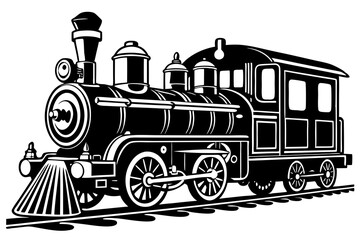 Vintage steam train silhouette, Retro train. Vector illustration
