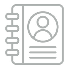Contact Book Vector Line Grey Icon Design