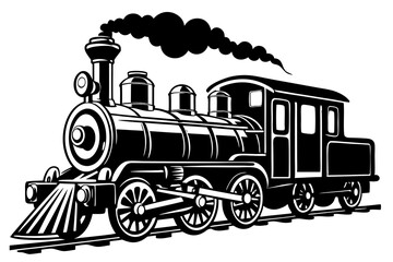 Vintage steam train silhouette, Retro train. Vector illustration
