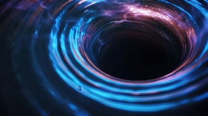 Obraz premium Swirling black hole with intense gravitational pull, black hole, astrophysics wonder