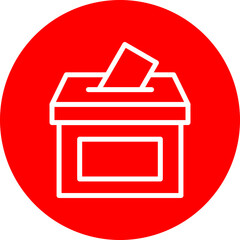 Ballot Box Vector Line White Circle Red