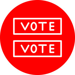 Voting Sticker Vector Line White Circle Red