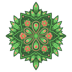Beautiful isolated colorful floral pattern with pink flowers on the green abstract background © Rikley Stock