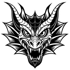 Dragon face black vector illustration