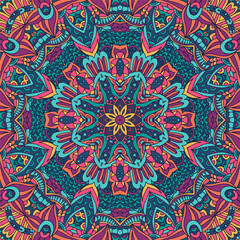 Abstract geometric damask seamless pattern ornamental. Textile ethnic vintage print vector floral mandala