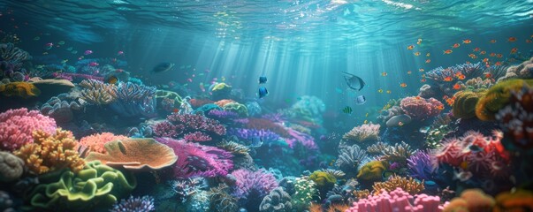 Naklejka premium Coral Kingdom: Underwater Paradise, 4K hyperrealistic photo
