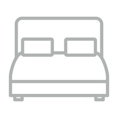Double Bed Vector Line Grey Icon Design