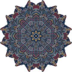 Mandala flower print. Vector medallion. Indian floral paisley ornament with decorative flowers. Ethnic motif