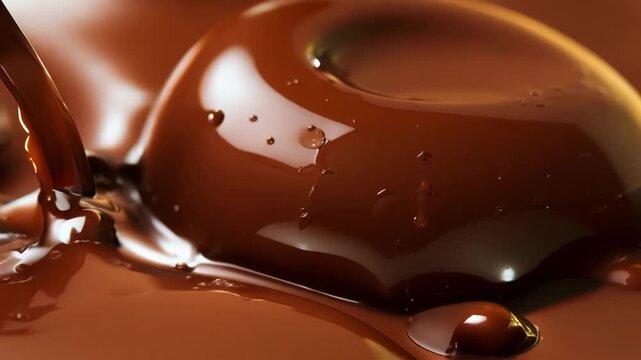 A closeup of drips of rich chocolate pouring over freshlymade bonbons creating a mouthwatering mess.