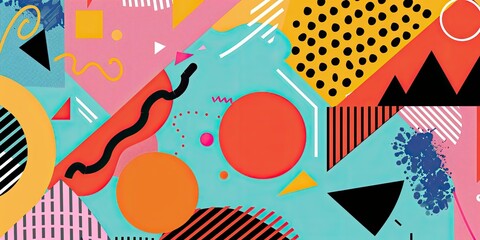 Abstract geometric design with bold colors.