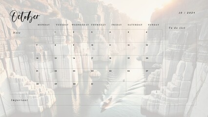 October 2024. Resolution, strategy, solution, goal, business and holidays. Date - month October 2024. Page of annual monthly calendar - October 2024