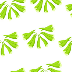 Seamless pattern of green Aloe Vera leaves on white background