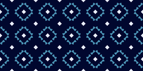 Lozenge pattern repeating squares continuous background. Abstract diamond texture elegant geometric motif shades of blue. Modern fabric design textile swatch allover print block. Vector graphic.