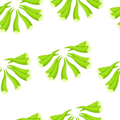 Seamless pattern of green Aloe Vera leaves on white background