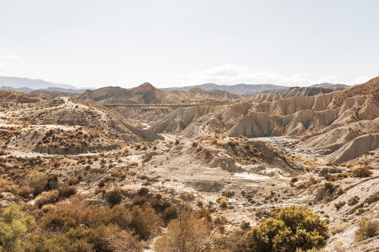 Tabernas desert landscape in Spain