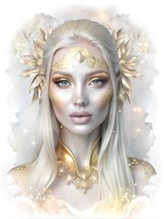 portrait of a woman with feathers on her face