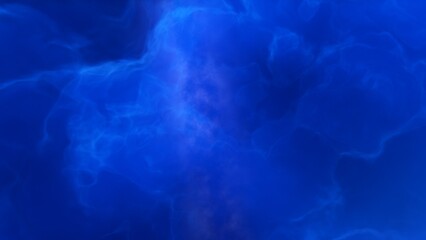 A blue space background with stars and a galaxy